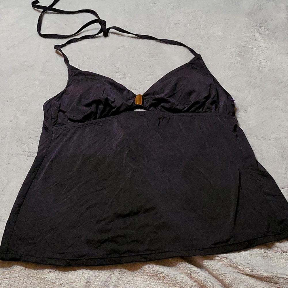 NWT BCBG MAXAZRIA black and gold tankini top size 6